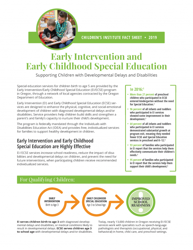 Early Intervention and Early Childhood Special Education 2019 Fact