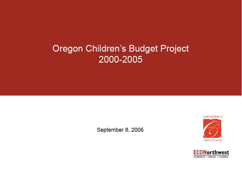 Oregon Children's Budget Project