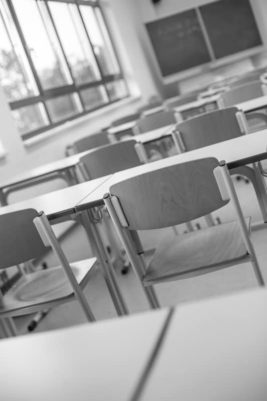 empty classroom background in black and white