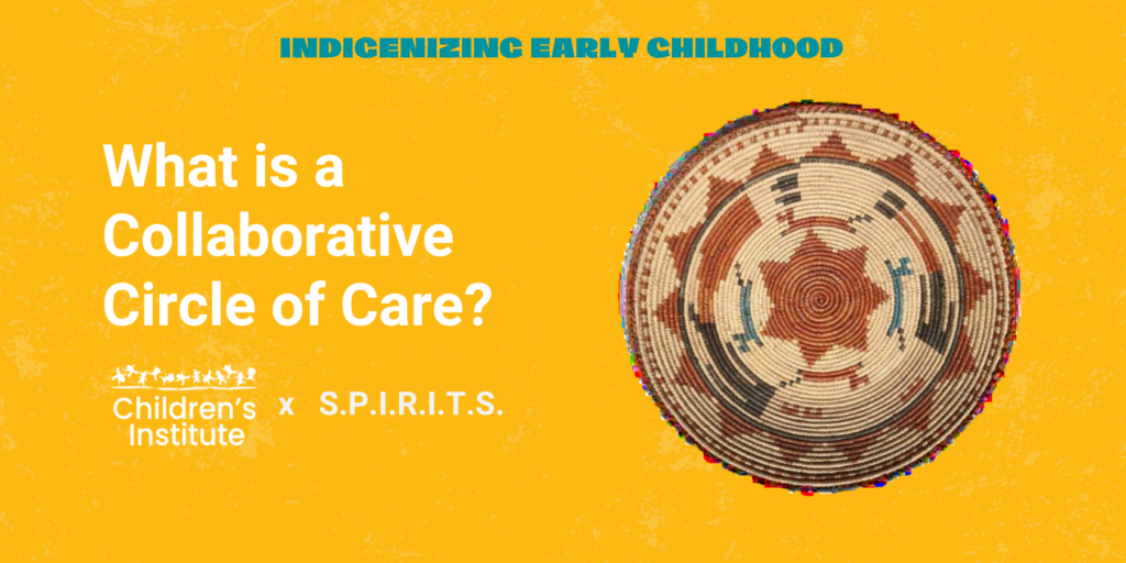 This is a blog header graphic with a yellow background, a photo of a woven basket, and a title "What is a Collaborative Circle of Care?"
