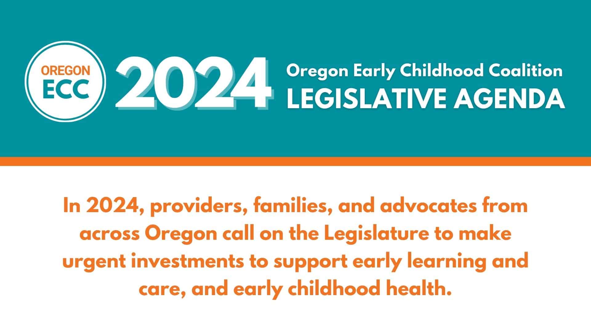 This is a turquoise and white graphic announcing the 2024 ECC Legislative Agenda in bold type.
