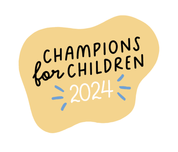 Yellow blob with title "Champions for Children"